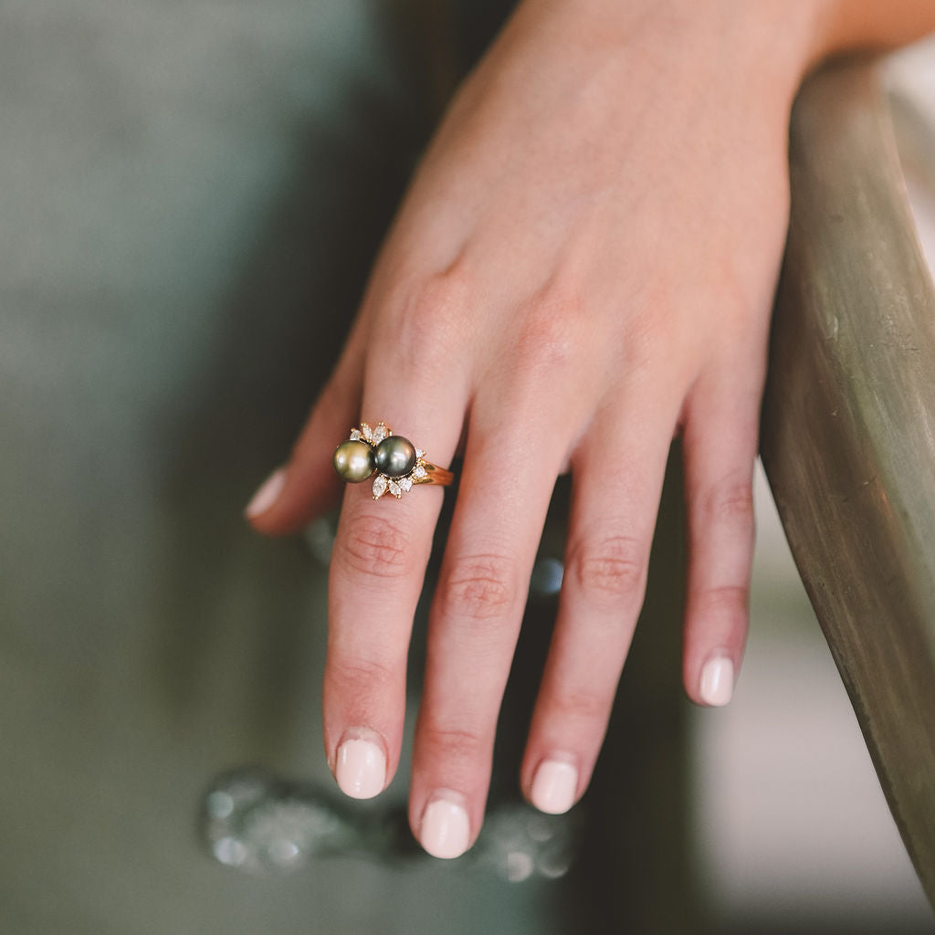 Tahitian Pearl & Diamond Anapa Ring