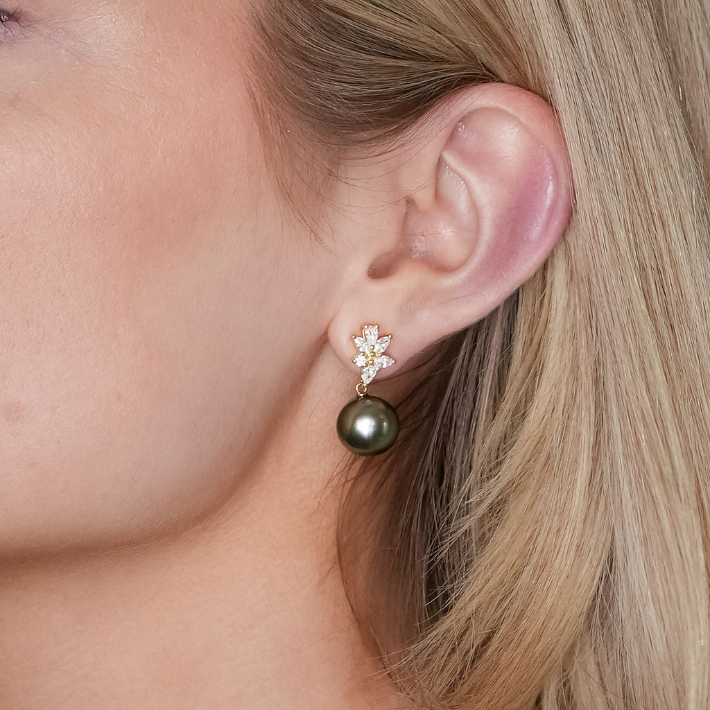 Tahitian Pearl & Diamond Anapa Earrings