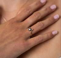 Tahitian Keshi Pearl & Gemstone Natura Ring on Sterling Silver