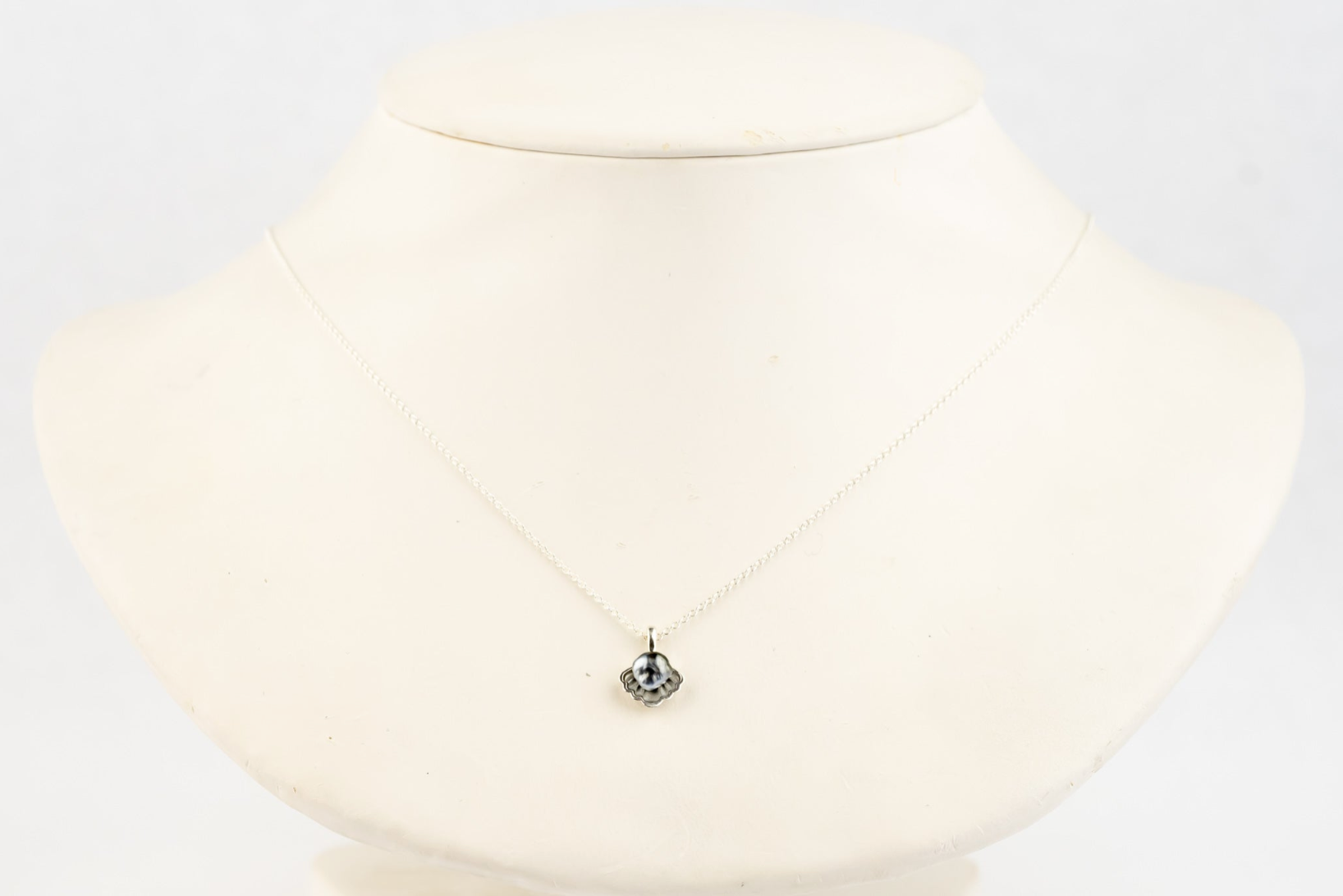 Tahitian Keshi Pearl Sterling Silver Seashell Necklace