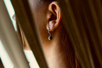 Plum Green Tahitian Pearl Huggie Hoop Earrings