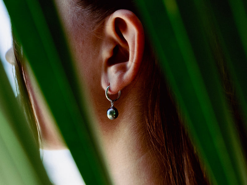 Multi-Colored Tahitian Pearl Hoop Earrings