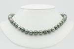 Silvery blue green Tahitian pearl strand necklace