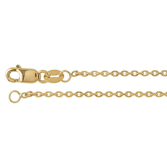 14K Yellow Gold 1.3mm 18-inch Beveled Oval Cable Chain