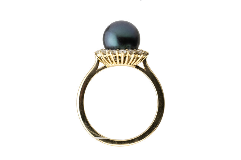 Tahitian Pearl & Diamond Soliel Ring