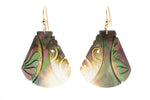 Hand carved sustainable harvested Tahitian mother of pearl earrings