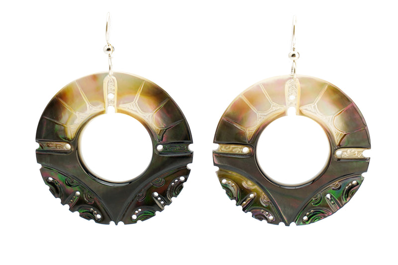 Ora Carved Mother of Pearl Earrings (Gold or Silver)