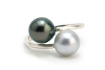 Harmony Double Tahitian Pearl Ring on Sterling Silver