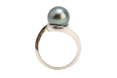 Light Silvery Blue 11.5mm Tahitian Pearl Ring