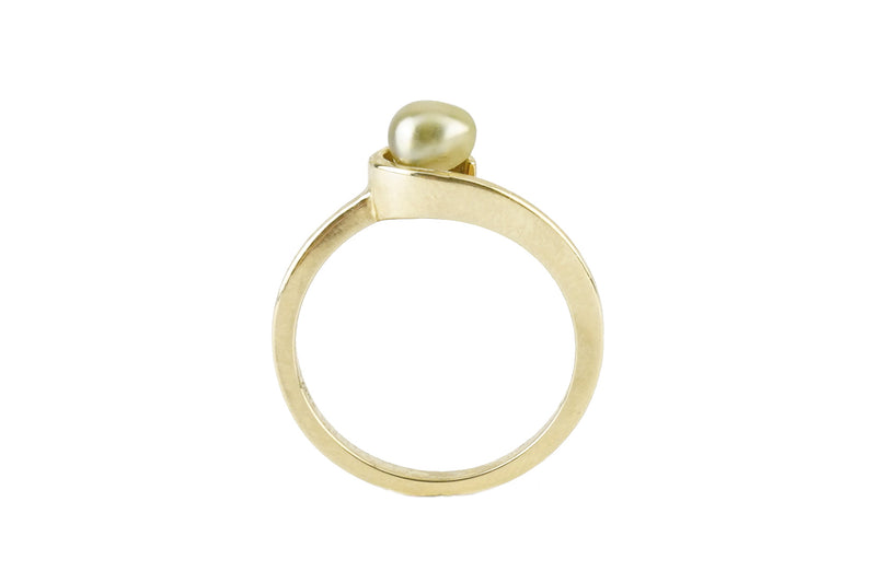 Golden Tahitian Keshi Pearl Wave Ring