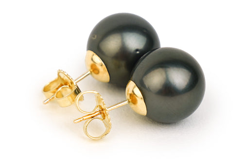 Black Beauty 12mm Statement Pearl Stud Earrings
