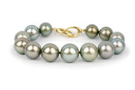 Silvery Golden Green 11-13.5mm Tahitian Pearl Bracelet