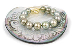 Silvery Golden Green 11-13.5mm Tahitian Pearl Bracelet
