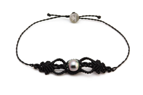 Tahitian Lace Pearl Macrame Bracelet (Black)