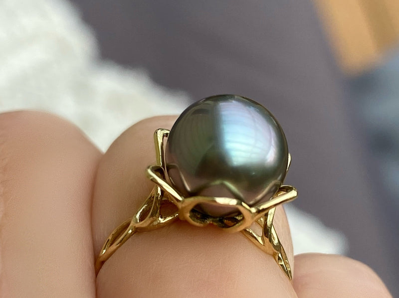 Moon Flower Tahitian Pearl Ring (14K gold)