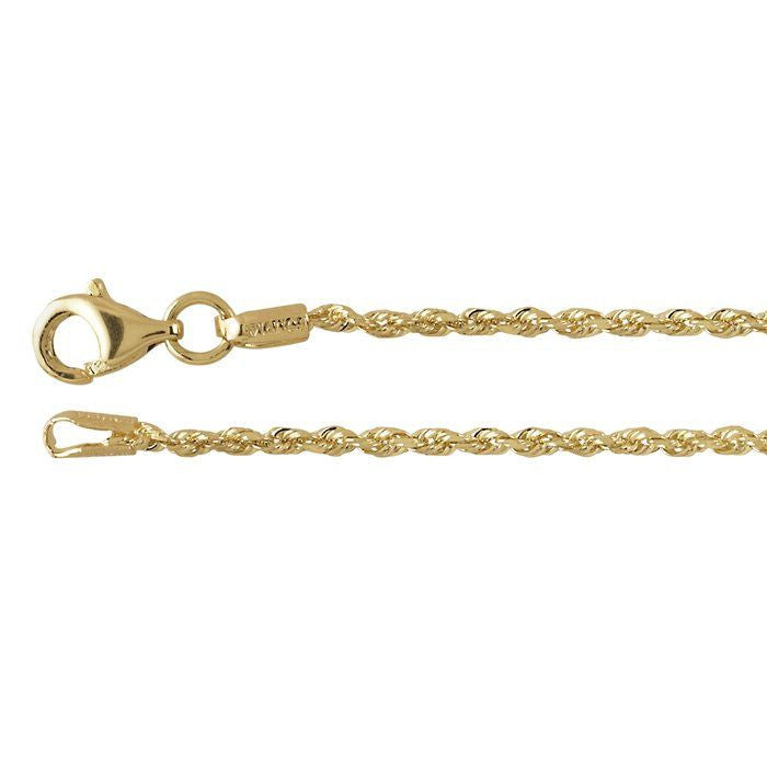 14K Gold 1.5mm Diamond Cut French Rope Chain