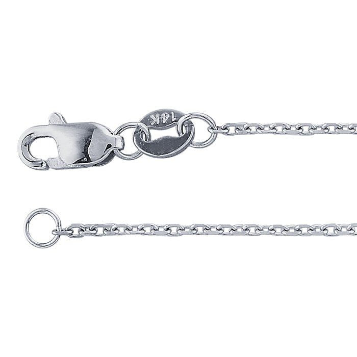 14K White Gold 1mm 20-Inch Beveled Cable Chain